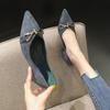 Black pointed metal buckle comfortable and not tired feet shallow mouth single shoes French temperament work shoes women's 2025 summer and autumn new