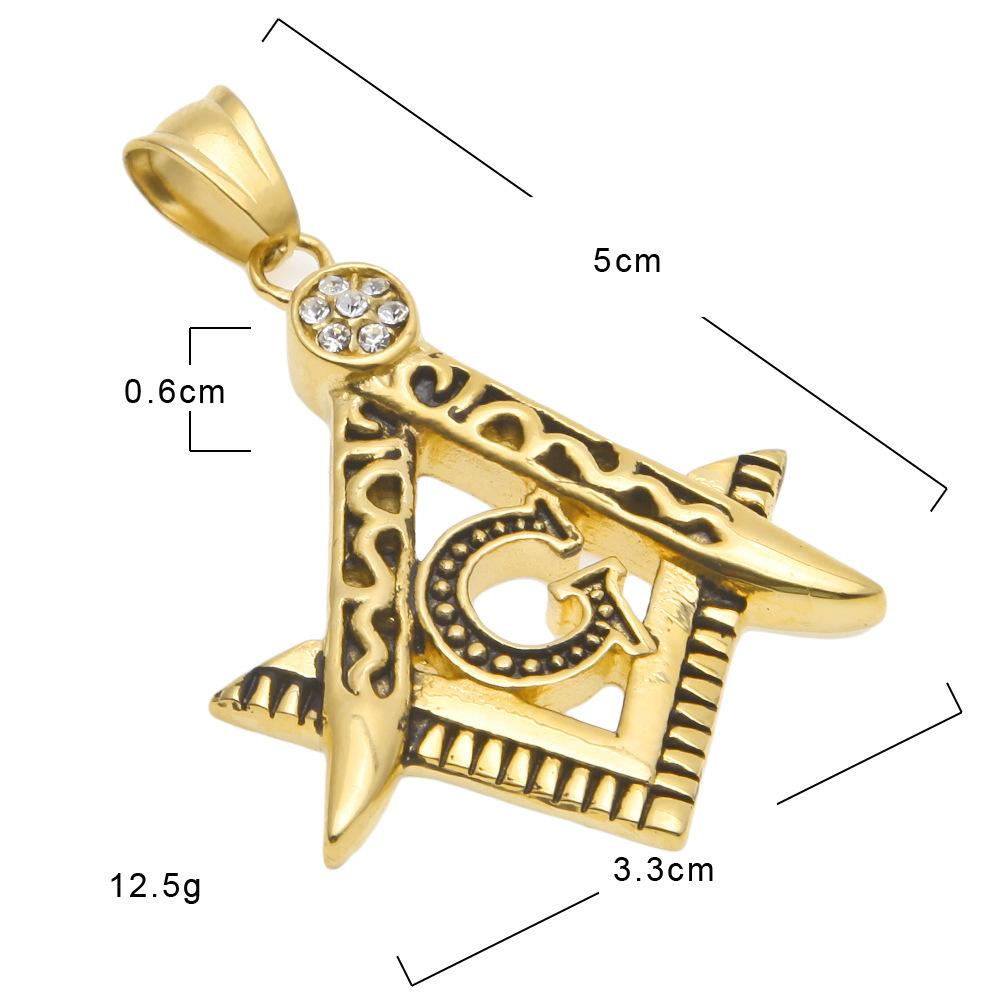 Hiphop stainless steel retro old made with diamonds AG pendant masonic pendant hip hop rap necklace
