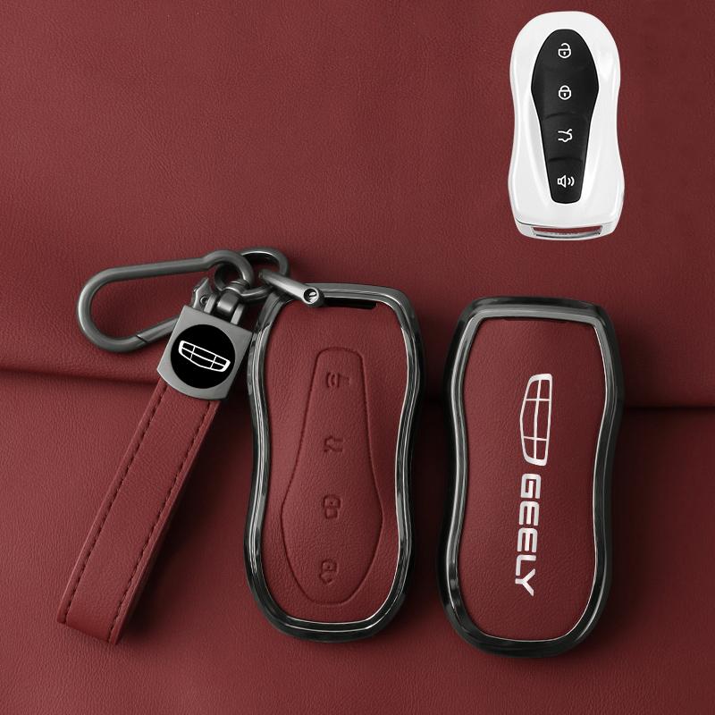 Car Key Fob For Geely Tugella  Azkarra Pro Atlas Pro Gili Tugella Car Key Case Zinc Alloy Leather Case