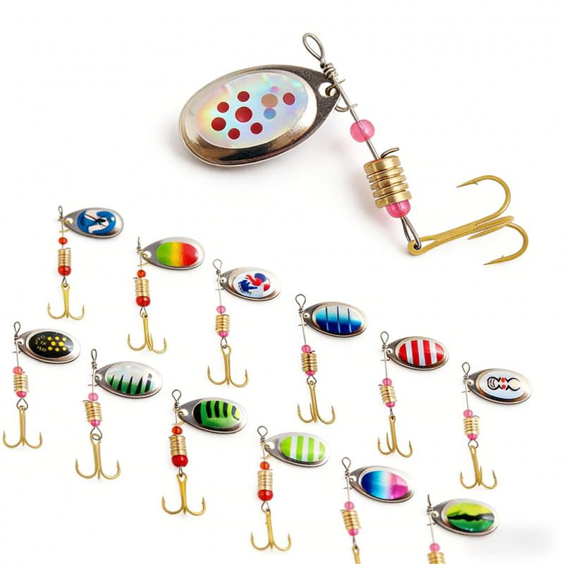 Freshwater Lure Spinning Sequin Set10-13Metal electroplated bait with barbed hook fishing gear supplies