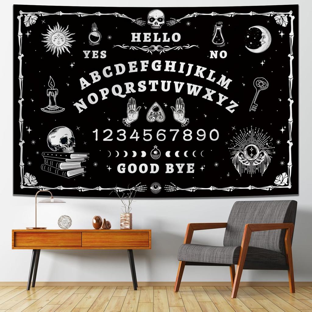 Halloween Gotisk Grunge Rumsdekor,Dödskalletapet för Sovrum,Goth Heksig Mörk Estetik Heminredning,Litet Skelett Vintage Svart
