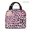 1pc Pink Leopard Print Insulated Cooler Bag - Reusable Portable Lunch Tote with Top Handles, Durable Polyester for Camping, Picn