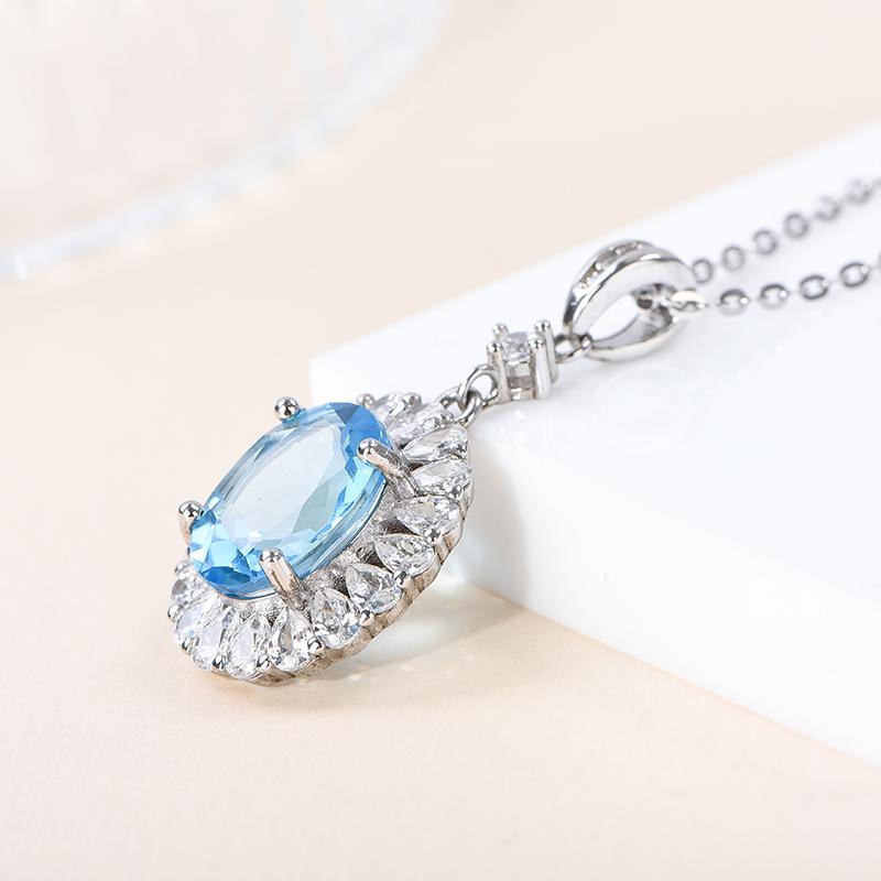 Healing Stones Natural Crystal Beautiful Polished Blue Topaz Garnet Peridot Pendant 925 Sterling Silver Jewelry Charms