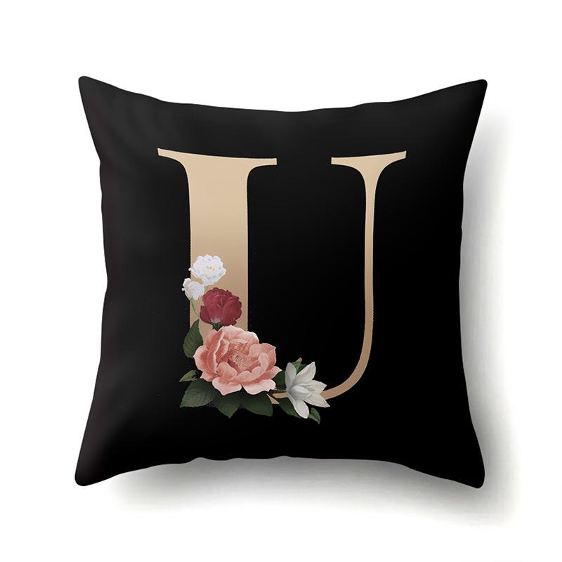 Polyester Pillowcase Home Car Decoration Printing Pillowcase 26 English Letter Cushion Cover