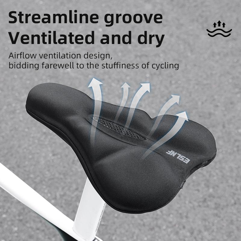 ESLNF Breathable Comfort Bike Saddle Cover - Rebound Silicone Foam Seat Cushion with Rain Cover, MTB Road Cycling Accessories