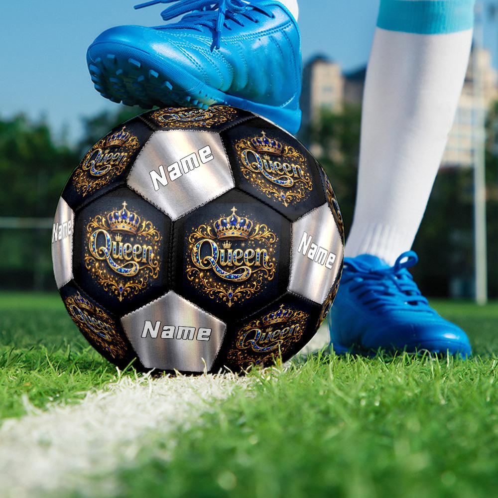 Customize Your Name Royal Queen'S Crown Size 5 Soccer Ball Machinestitched Indooroutdoor Training And Matches Ideal For Soccer Enthusiasts Ideal For