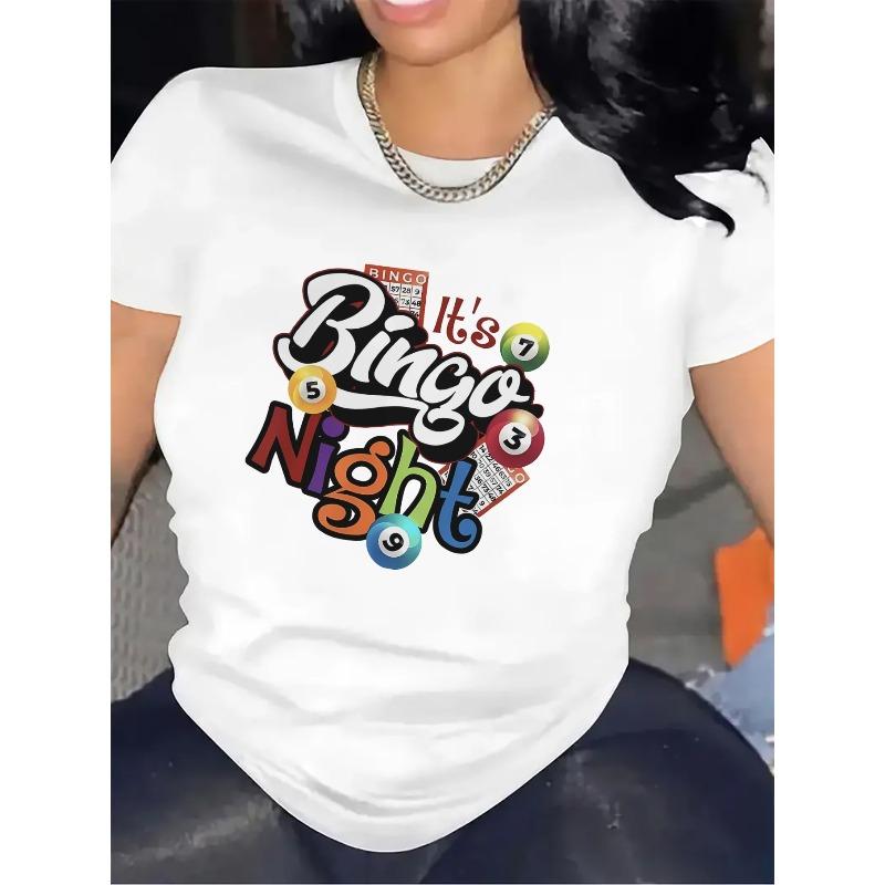European sizes Women S Bingo Night T-Shirt It S Bingo Night Graphic Tee with Bingo Cards Parties & Casual Attire - Soft Crewneck Top for Bingo Lovers S