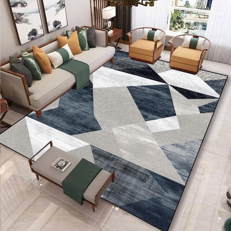 European Modern Geometric Carpet for Living Room Plush Decoration Home Nordic Non-slip Floor Mat Washable Bedroom Cloakroom Rugs