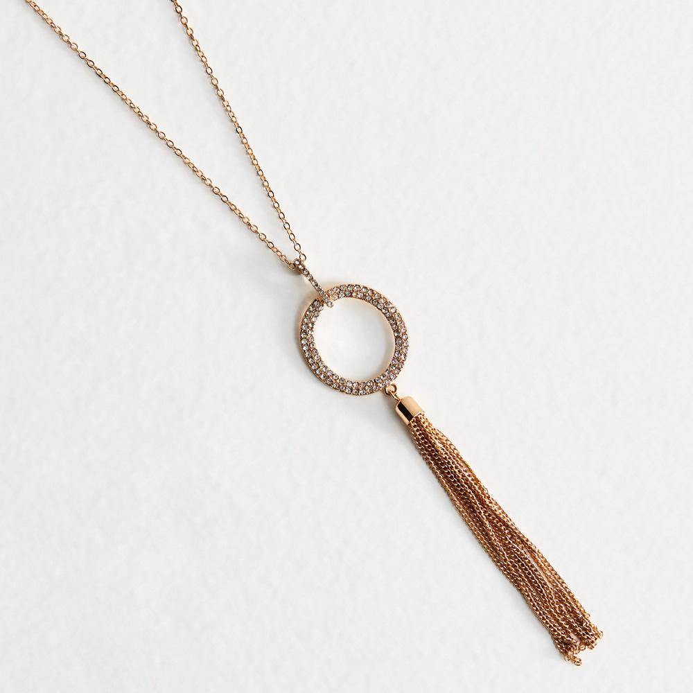 Diamond Long Fringed Necklace Versatile Chain Pendant Rhinestone Collarbone Chain Women'S Necklace