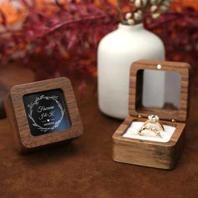 Holzring-Geschenkbox, tragbar, für Hochzeit, Verlobung, Vorschlag, Ring, Aufbewahrungskoffer, multifunktional