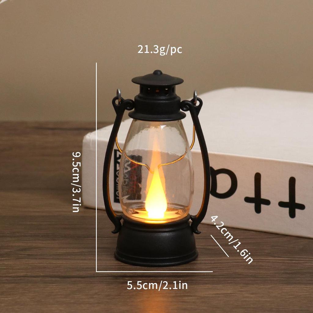 Mini Retro Portable Pony Lantern: Halloween Oil Lamp & Electronic Candle Night Light