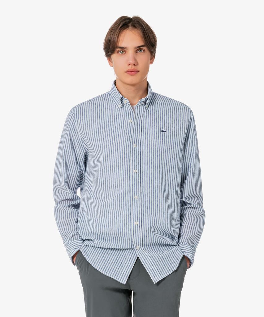 LACOSTE Men'S Linen Blend Striped Shirt Ch838E-56G 166