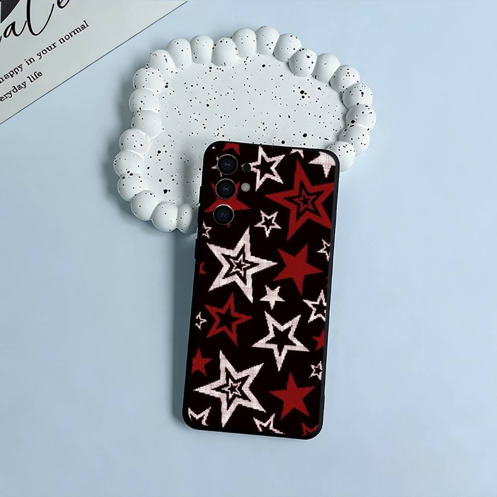C-Colorful Star Phone Case For Samsung S25,S24,S21,S22,S23,S30,Ultra,S20,Plus,Fe,Lite,Black Soft Silicone