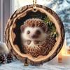 Animal Christmas Ornament Rustic 2D Acrylic Hanging Decoration Round Forest Animal Ornament