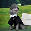Dog Tuxedo Suit, Formal Pet Shirt Costume Wedding Attire with Black Bow Tie, Pet Outfit Apparel for Small Dogs Cats (Black, Large)