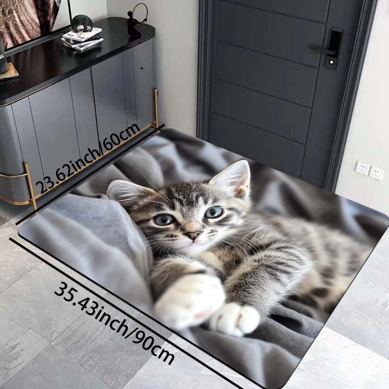 1Pcs Anti Fatigue Kitchen Rugs,Cute Cat Print Waterproof Non-Slip Thick Cushioned Kitchen Mat Heavy Duty Comfort Standing Mat for Kitchen