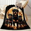 Rottweiler Moonlit Journey Flannel Blanket,Lightweight,Office Blanket,Sofa Blanket,Comfortable Blanket