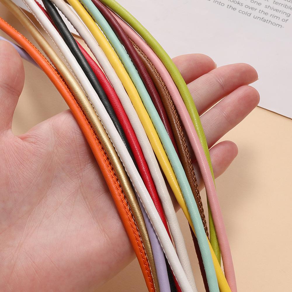 4/5MM Leather Core Round Braided Leather Rope PU Cotton Core Crochet Thread DIY Bag Shoulder Strap Jewelry Rope