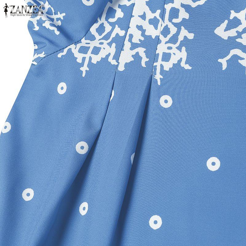 ZANZEA Dames Casual Ronde Hals Lange Mouwen Losse Print Jurk