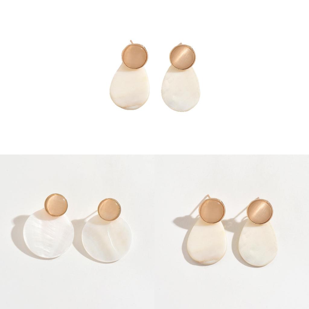 Shell Drop Earrings With Geometric Design For Women Summer Fashion Jewelry