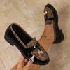 2026 New Women's Loafers - Leopard Print Platform Slip-On Shoes with Metal Buckle, Comfortable Casual Flats for Fall/Winter