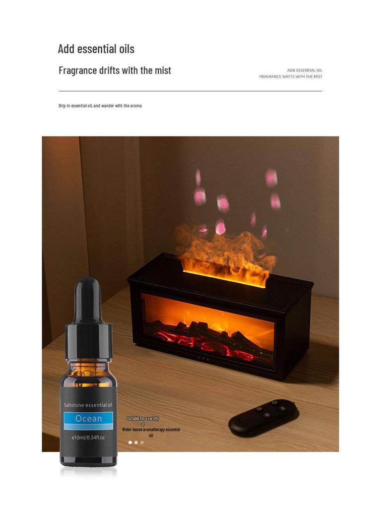 3D Retro Fireplace Aroma Humidifier with Remote Control – Desktop Flame Diffuser