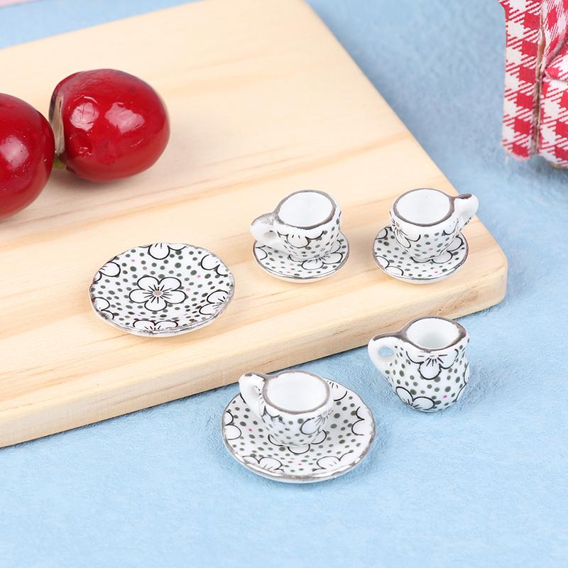1Set 1:12 Puppenhaus Miniatur Porzellan Keramik Teetasse Set Geschirr Küche Puppenhaus Teekanne Diy Spielzeug