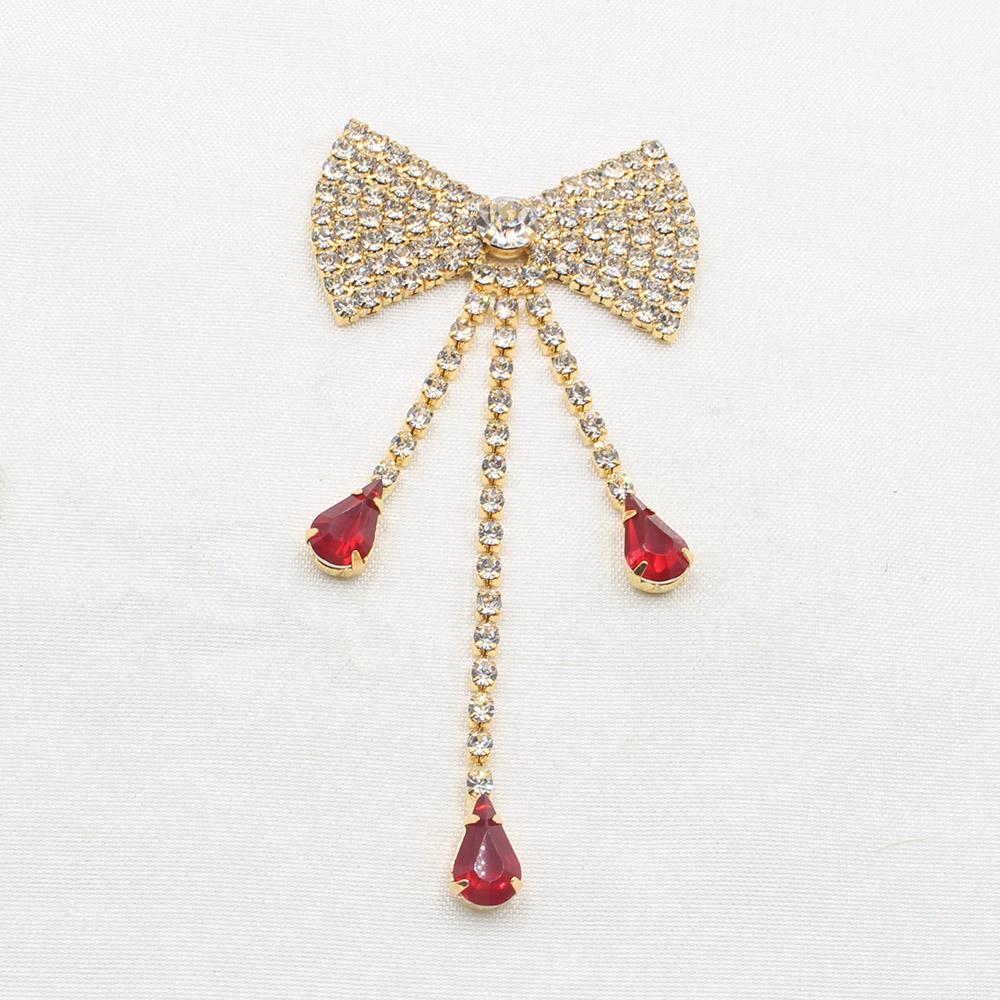

New 2-piece 37 * 80MM welded flat bottom bow protein rhinestone tassel DIY clothing hair accessories gift box decoration accesso
