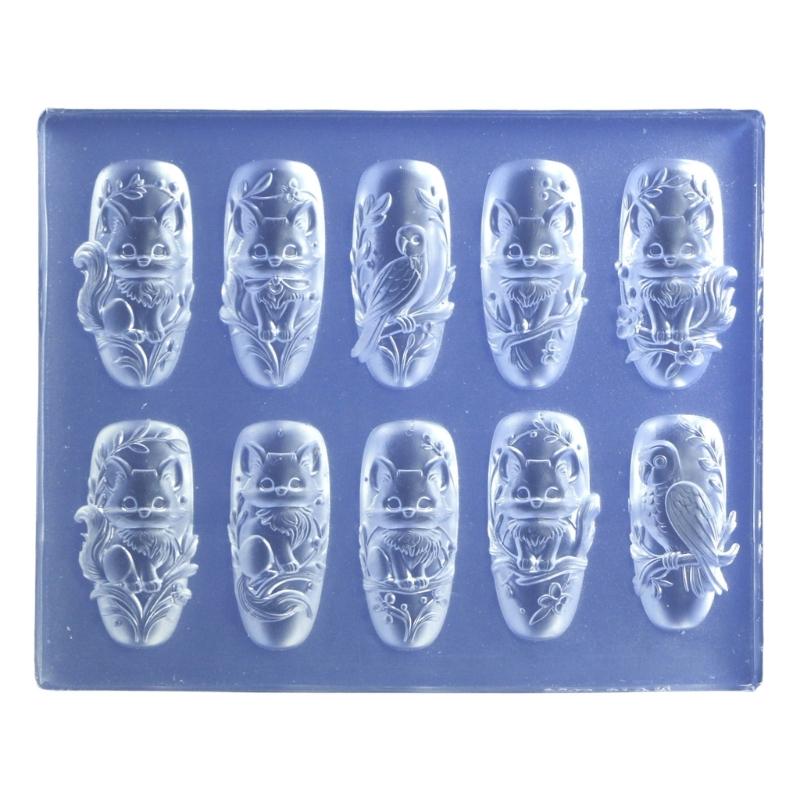 Silicone Nail Art Mold Flexible 3D Embossed Shaping Tool for DIY Nail Decoration, Salon Work and Small Craft Projects
