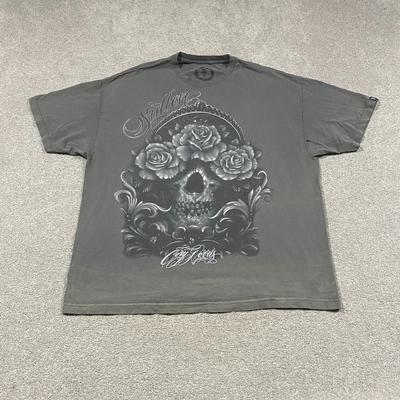 Sullen Art Collective Cory Norris Totenkopf Rosen T-Shirt Gr. 2XL Grau Tattoo Grafik