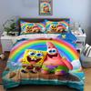 Multiple Sizes Spongebob Cartoon Print Bedding Set 1 Duvet Cover 2 Pillowcases Adult And Kids Bedding Set Luxury Gifts
