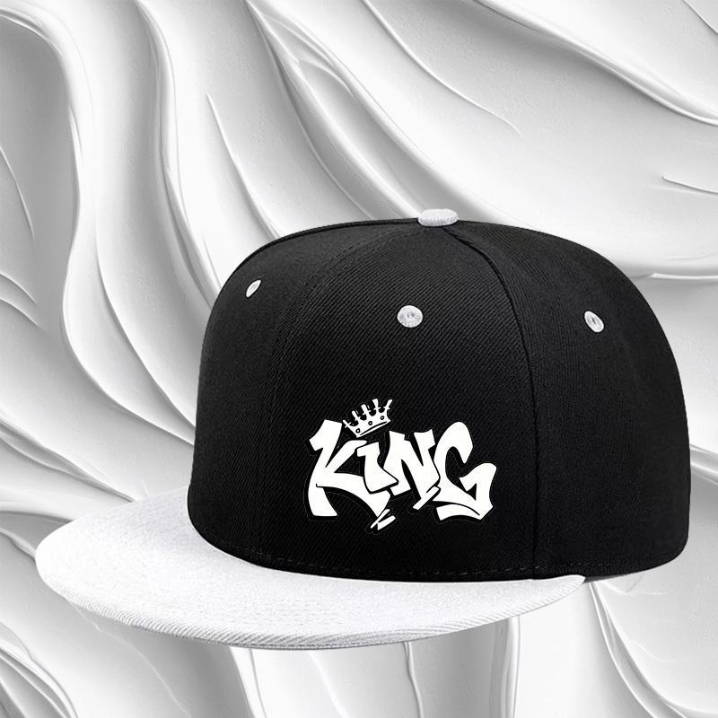 King Graffiti Art Flat Brim Baseball Cap Unisex Adjustable Hip Hop Streetwear Hat