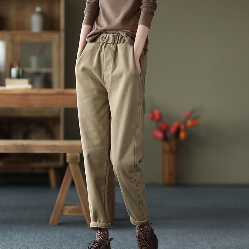 Velvet Thickened Feet Harem Pants Women's Autumn Winter Fashion Slim Trousers