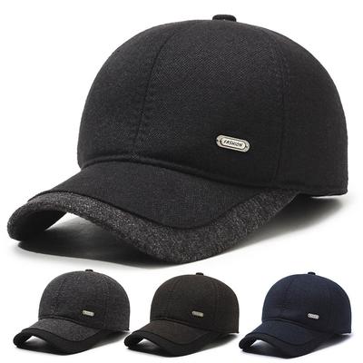 Herrenmütze für den Herbst und Winter, Baseballmütze, warme Mütze aus Samt, für den Außenbereich, Ohrenschutz, Papamütze