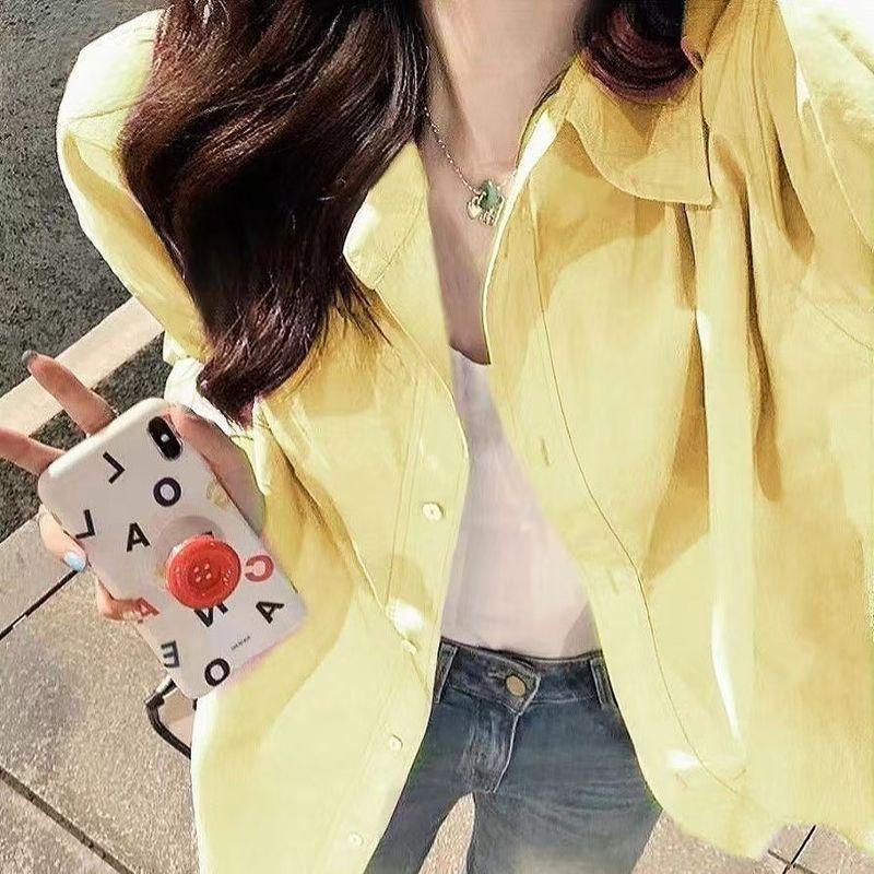 Spring and Autumn Style in Pink Loose Long Sleeves Small Coat Shirt