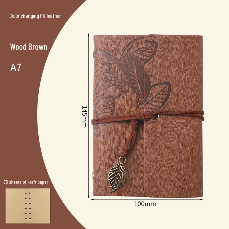 Винтажный блокнот А6/А7 на разъемных листах – Портативный планер на резинке с крафтовой бумагой