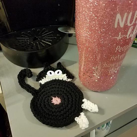 Funny Cat Butt Coasters Playful Knitted Drink Pads Heat-resistant Placements