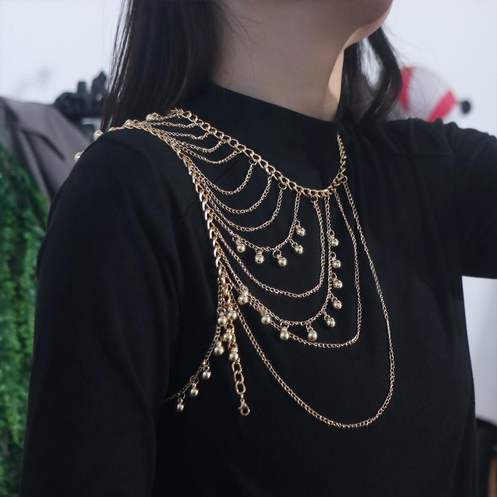 Metal Necklace Shoulder Chain Gold Body Chain Vintage Tassels Costume Armband  Party Decoration