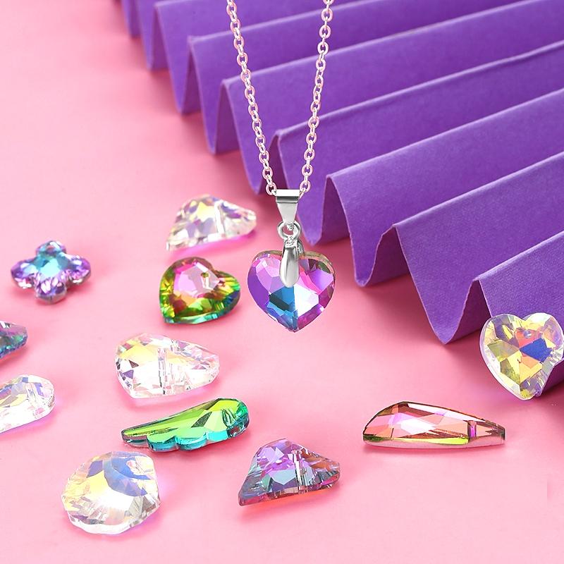 12Pcs Austria Crystal Pendant Loose Rhinestone Beads Charms Glass Jewelry Gems Stones for DIY Necklace Jewelry Making 11Styles
