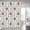 1pc Pumpkin-patterned shower curtain, polyester fabric, machine washable, with hooks, suitable for bathroom décor.