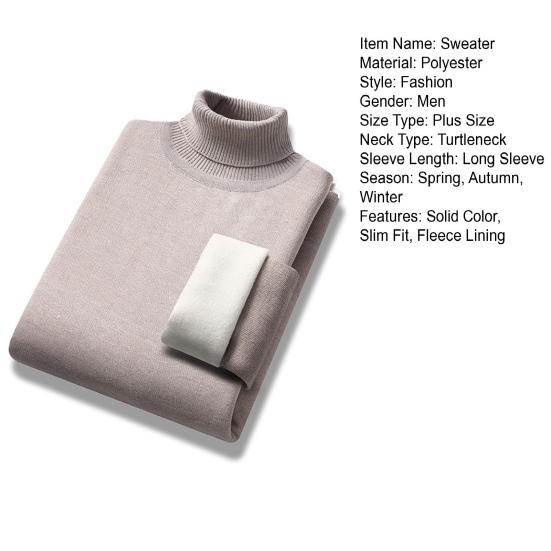 Rolák Dlouhý rukáv Fleecová podšívka Pánský svetr Podzim Zima Jednobarevný Zesílený Hřejivý svetr Pulovr