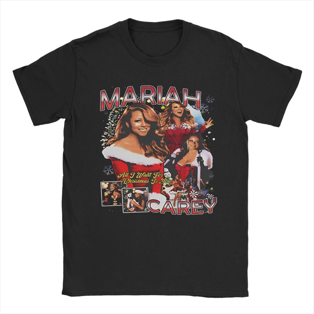 Mariahed Careys Merry Christmas  Accessories Unisex T Shirt Pure Cotton Tee Graphic Printing  T-shirt Clothing
