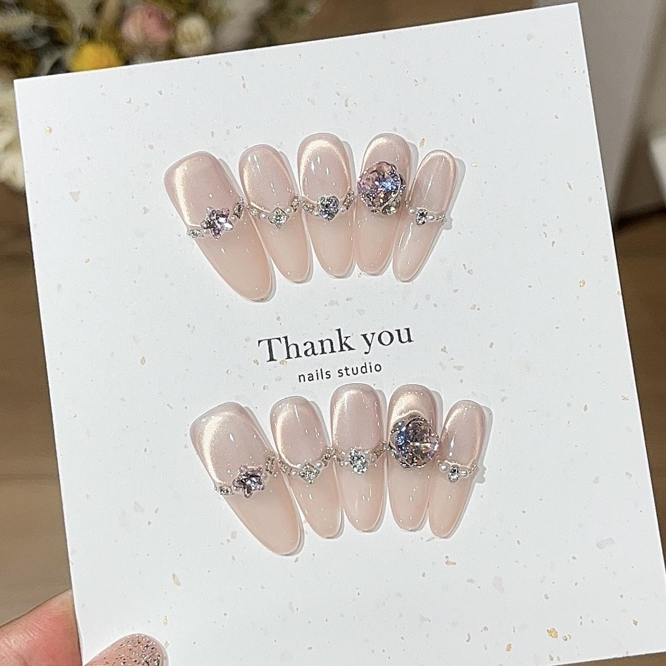 

Холодный Чистый и Нежный Светло-розовый Градиент Анти-французский Кошачий глаз Битый бриллиант K9 Носимая броня L