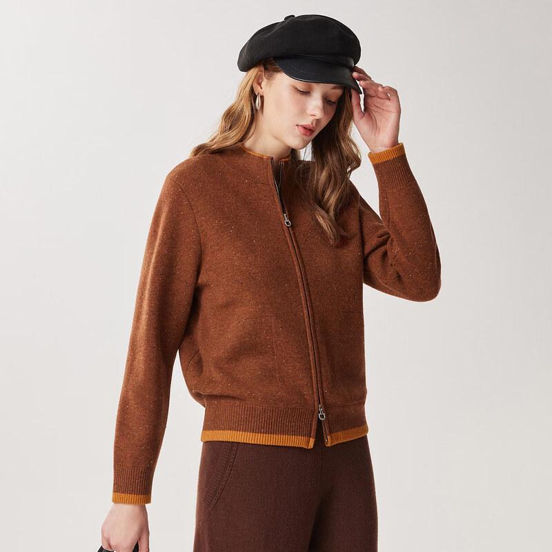 Zhaojun Women's 100% Wool Zipper Cardigan