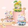Stand Cart Blocks City Series Street View 300Pcs+ Food Truck Fruit/Icecream Shop Learning Build Toys Toys For Adult 8855