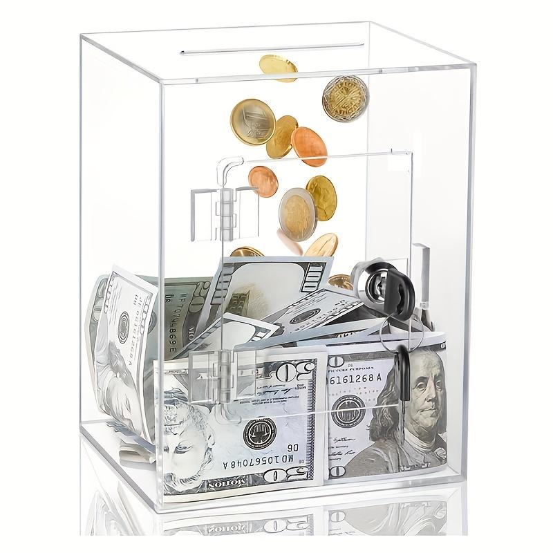 PGY Acrylic Transparent Card Box with Lock Money Saving Jar Coin & Cash Bank Waterproof  Voting/Suggestion/Tip/Jar Donation Box