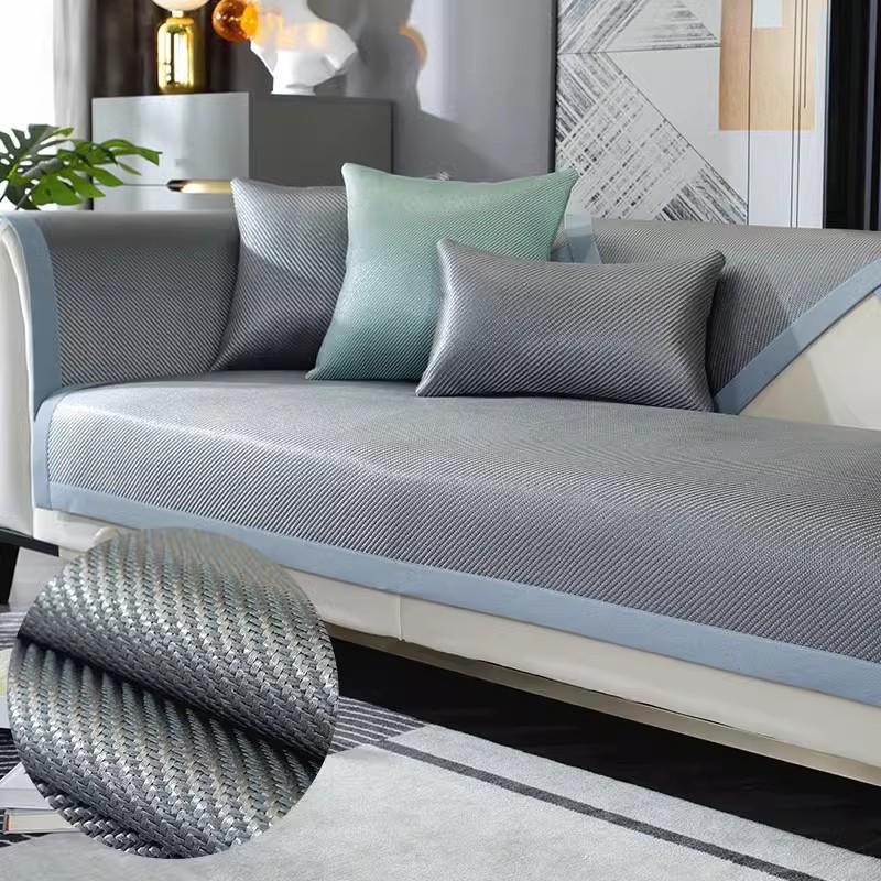 Cooling Rattan Straw Mat Sofa Cushion Summer Summer Seat Cushion for Summer Washed Ice Silk Non-Slip Sofa Cover Seat Cushion Ice Pad