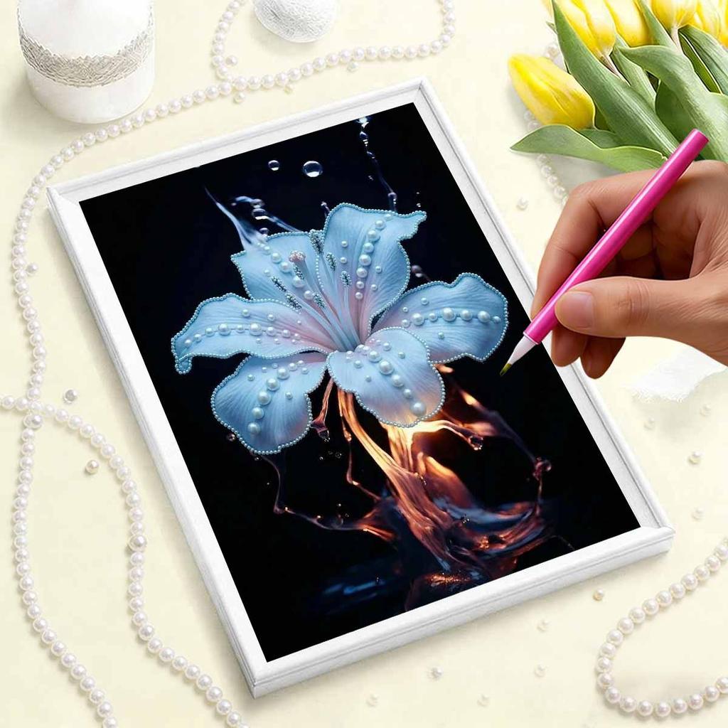 DIY Pearl Painting Set Little Orchid Pattern Home Decoration Handmade Sticky Diamond Creative Canvas Pearl Art Painting Crafts Perfect Gift