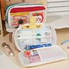 INS Zipper Design Pen Bag Multi-layer Large Capacity Stationery Bag Stationery Organizer Students