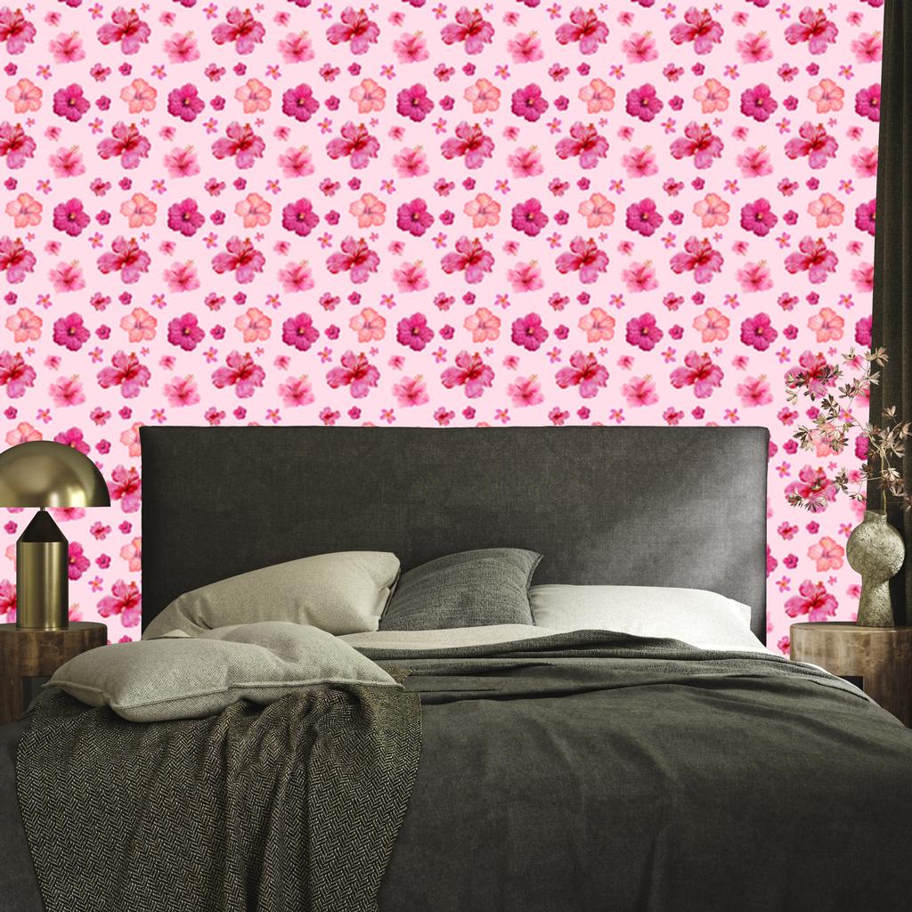 Powder Pink and Coral Flowers Wallpaper for Living Room and Bedroom 50x1000